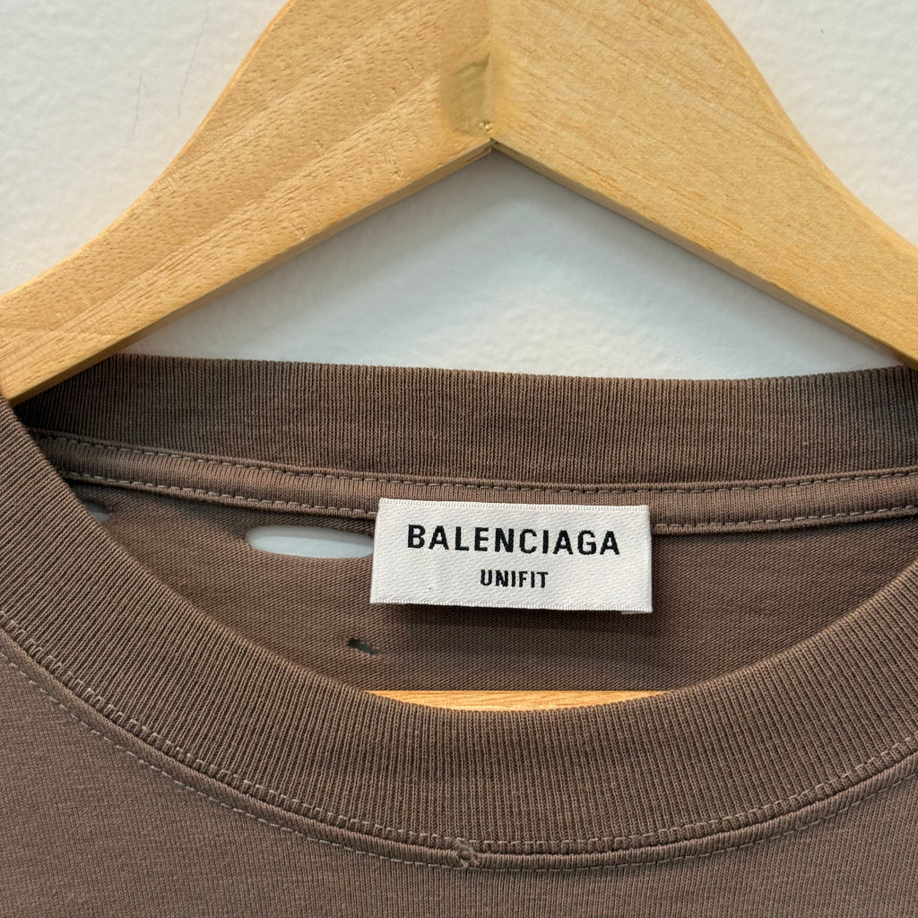 Balenciaga Holes T-Shirt Brown - Size S
