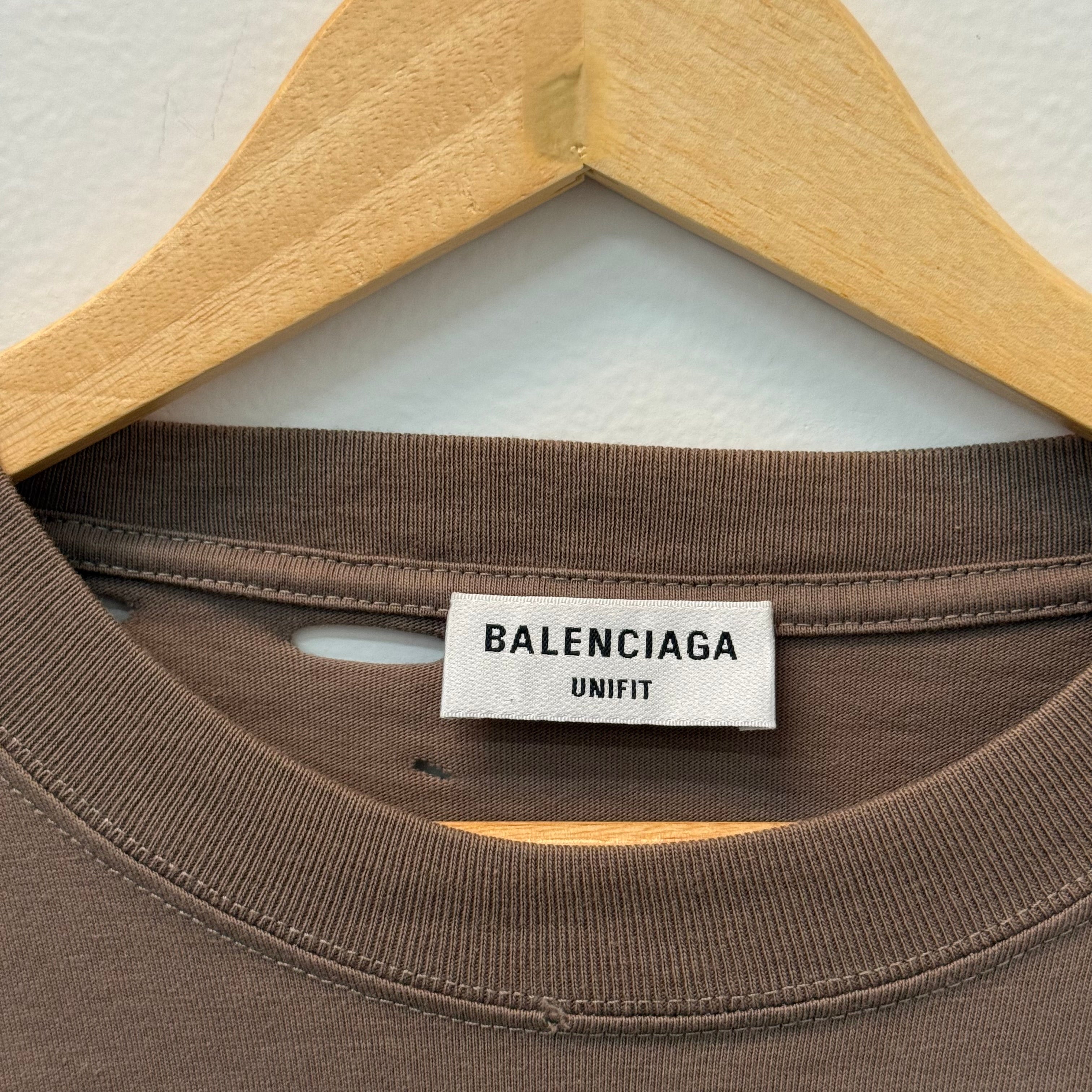 Balenciaga Holes T-Shirt Brown - Size S