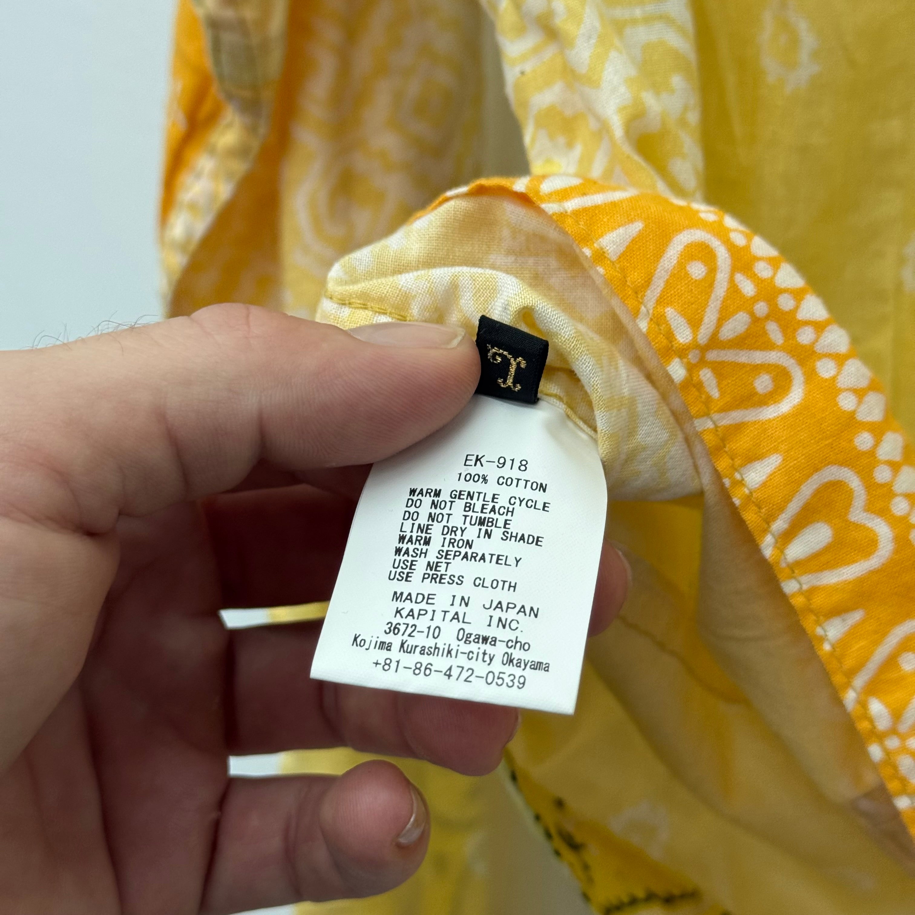 Kapital Kountry Kimono Bandana Shirt Yellow - Size M/L