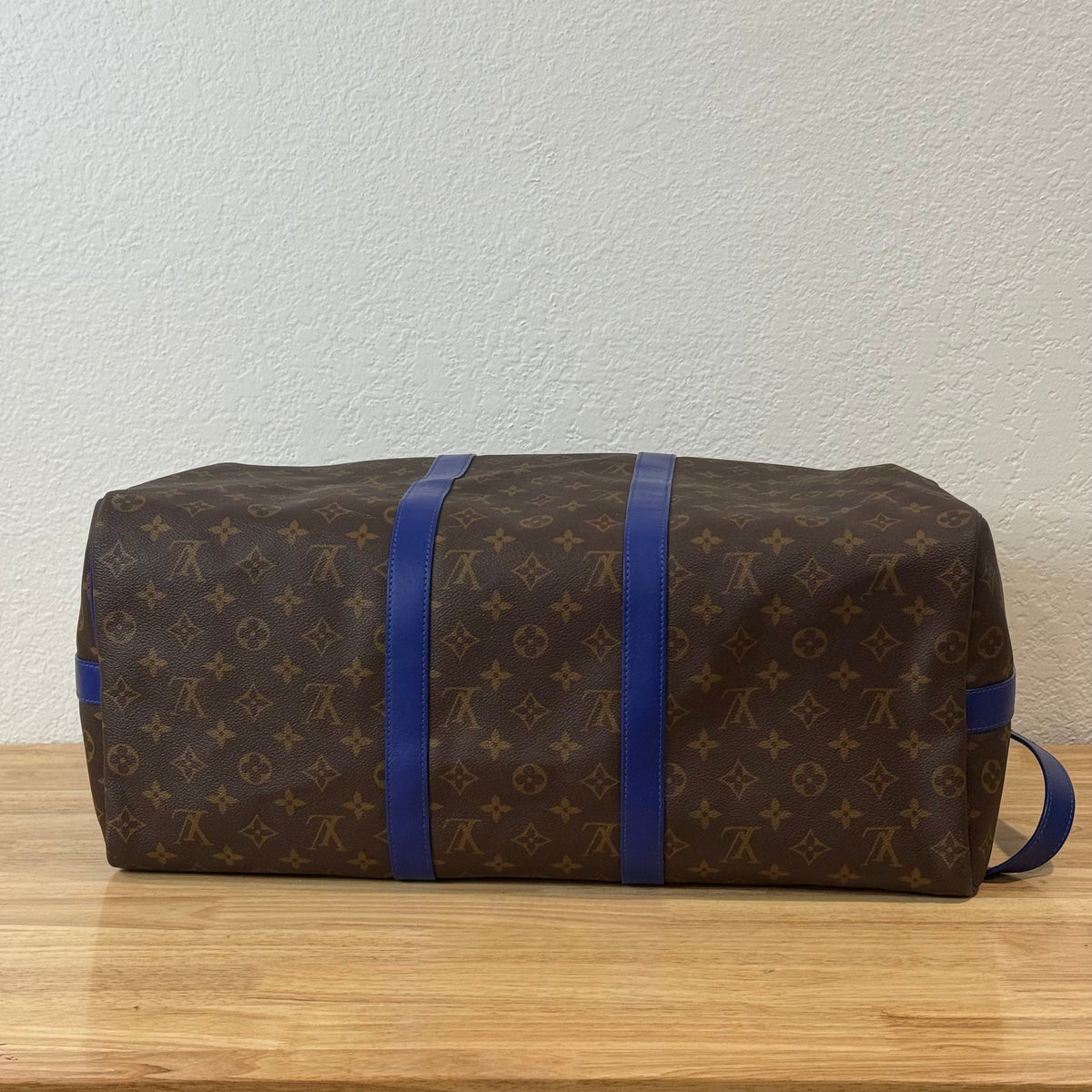Louis Vuitton Monogram Keepall Bandouliere Weekender Duffle Bag 50 Blue