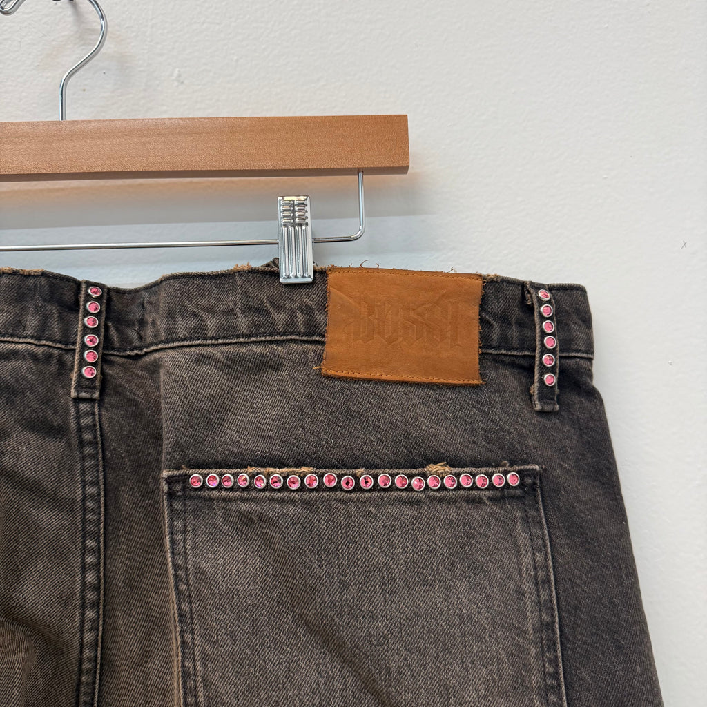 Bossi Rhinestone Black Denim Jeans - Size 40