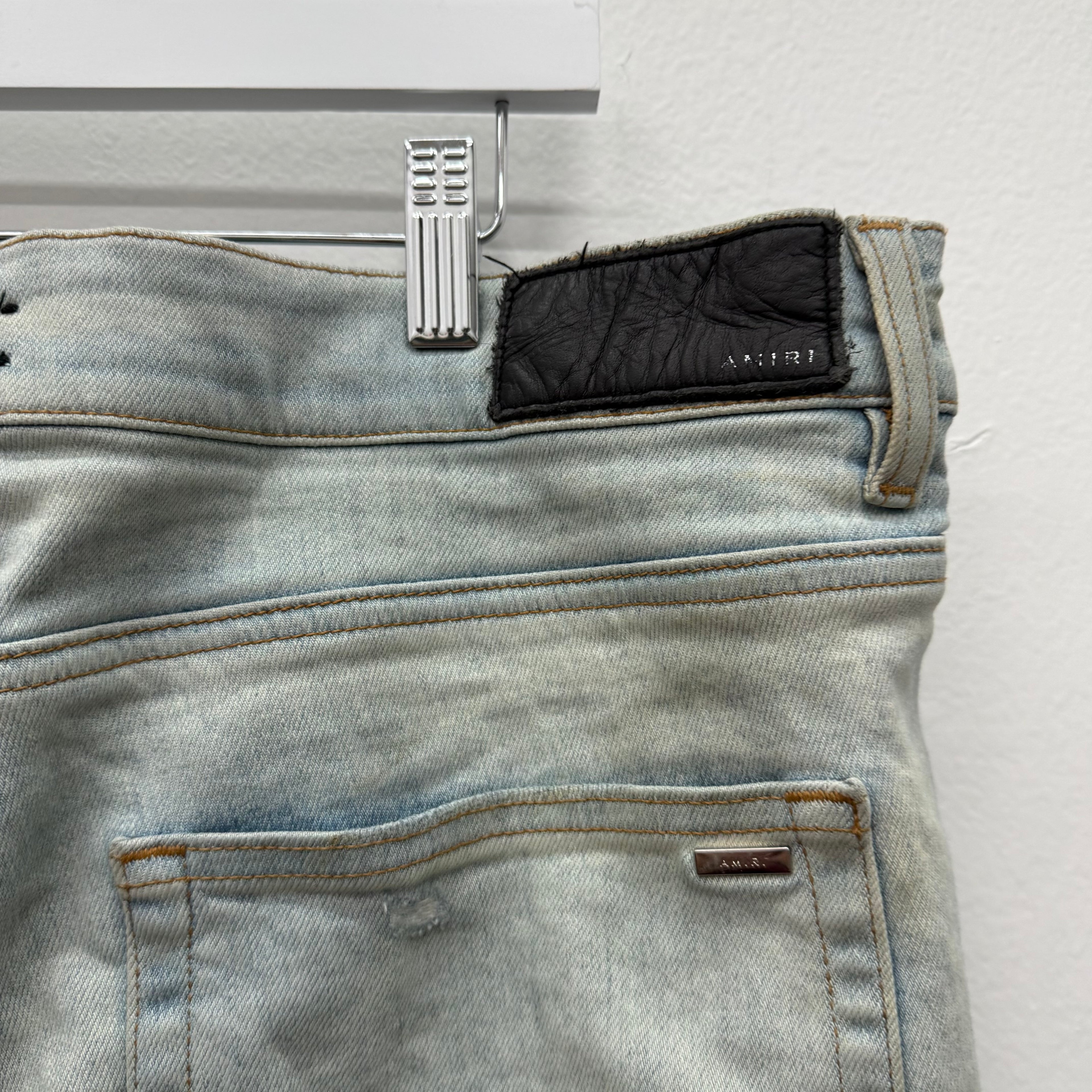 Amiri Leather Star Patch Denim Jeans - Size 38