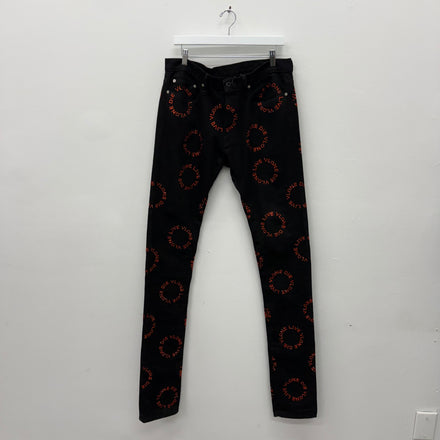 Vlone Orange Rhinestone Denim Jeans - Size 34