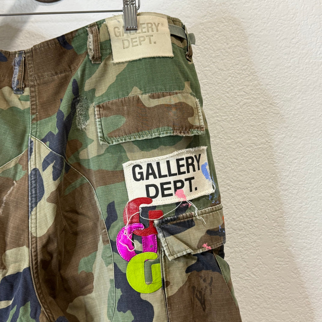 Gallery Dept G Patch Wood Camo Patch Cargo Shorts - Size 36