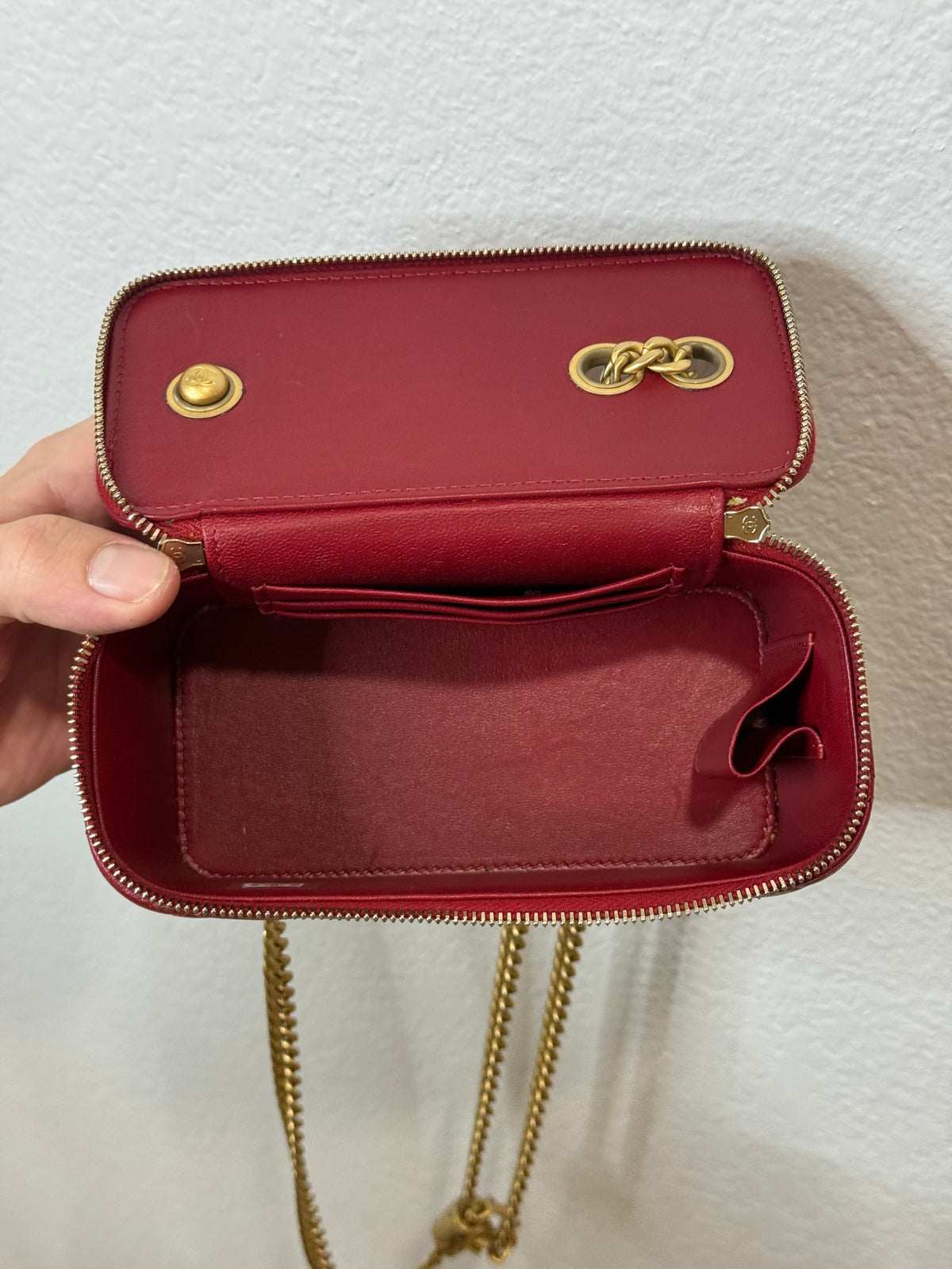 Chanel Quilted Lamb Leather Vanity Side Bag Red