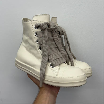 Rick Owens Jumbo Lace Cream High Sneakers - Size 42 (US 9)
