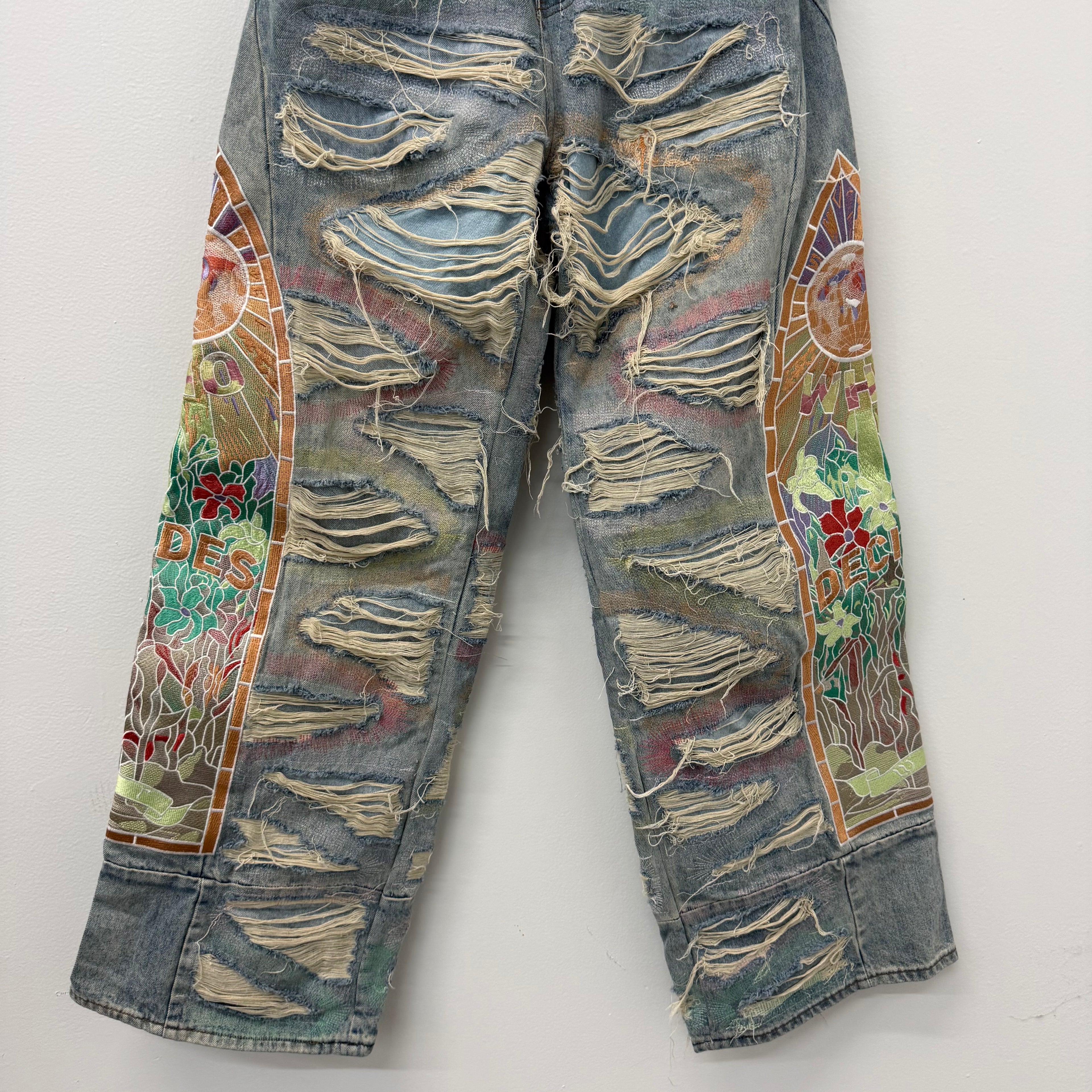 Who Decides War Mutlicolor Embroidery Denim Jeans - Size 34
