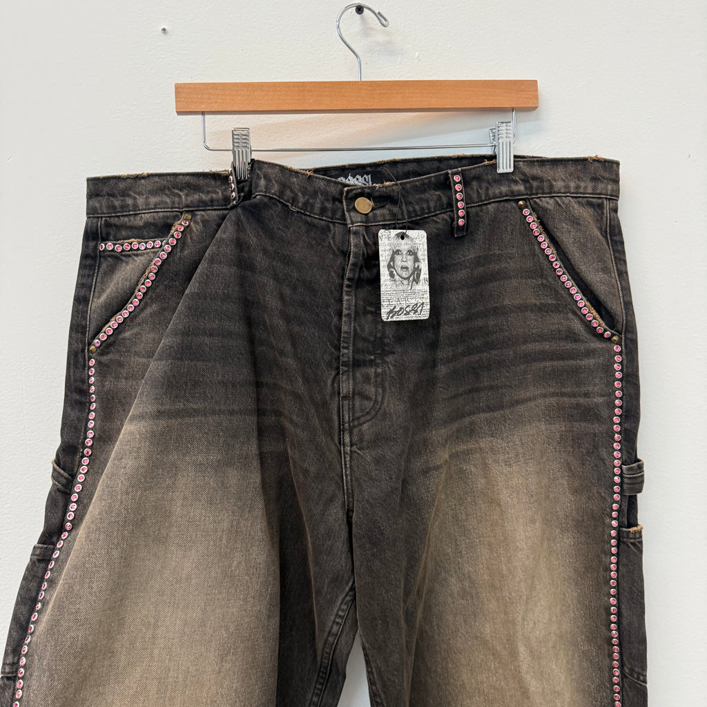 Bossi Rhinestone Black Denim Jeans - Size 40