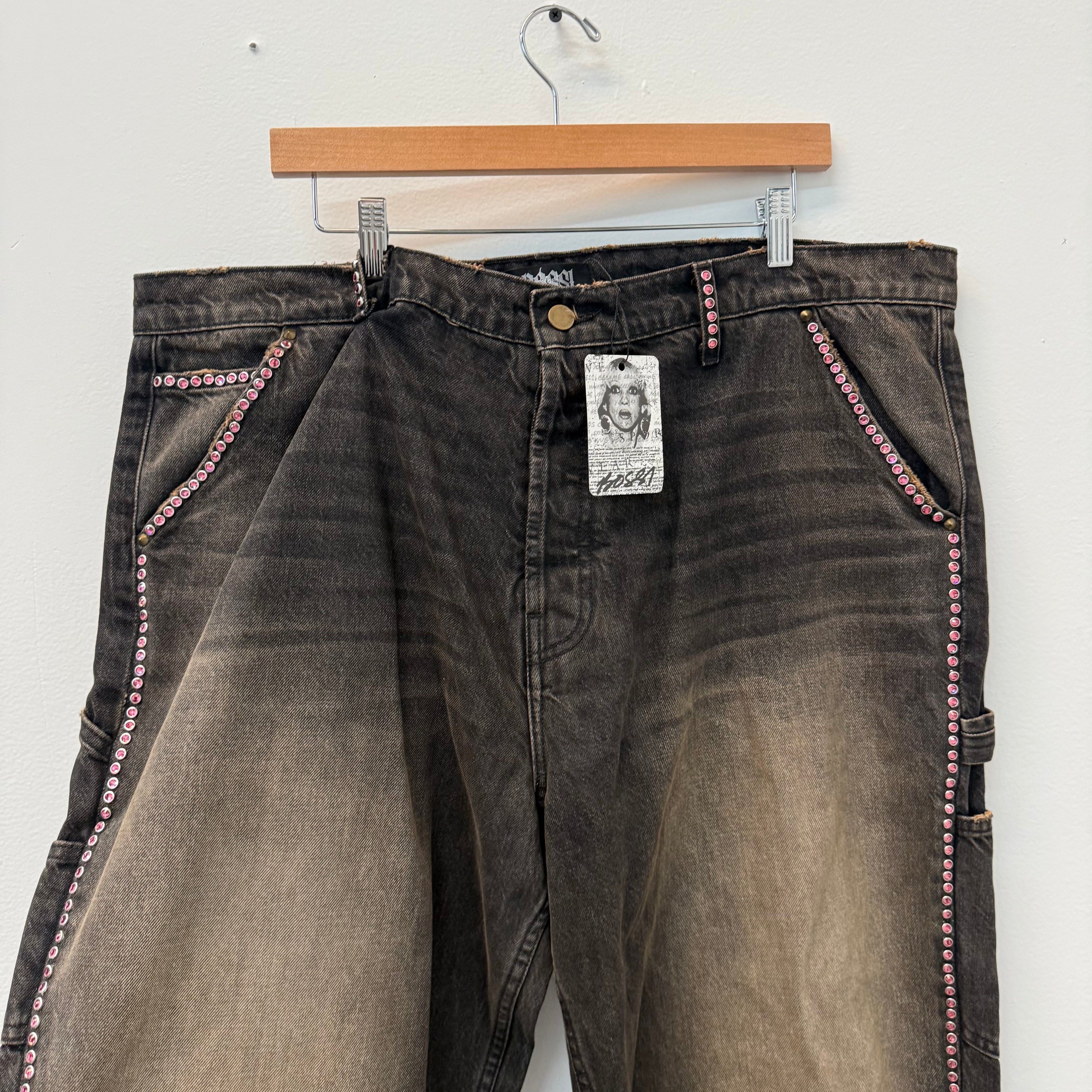 Bossi Rhinestone Black Denim Jeans - Size 40