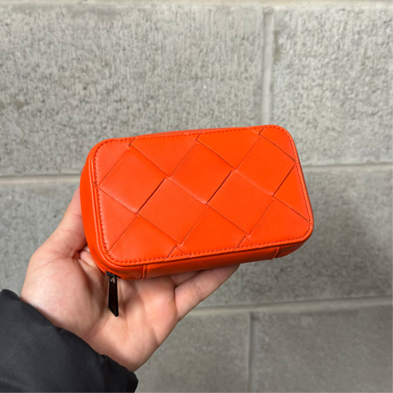 Bottega Veneta Orange Leather Wallet Pouch