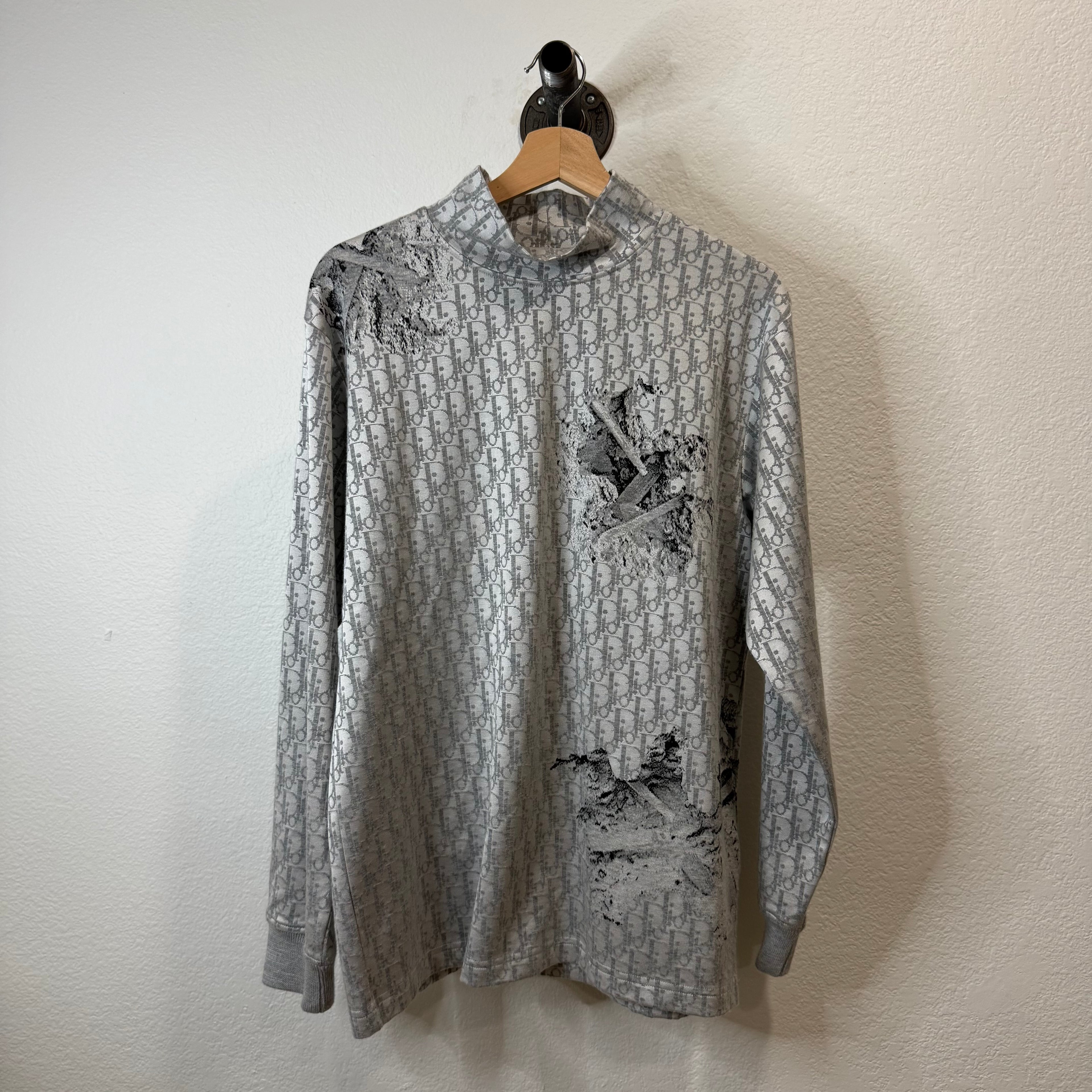 Daniel Arsham Grey Oblique Longsleeve Mockneck T-Shirt - Size S