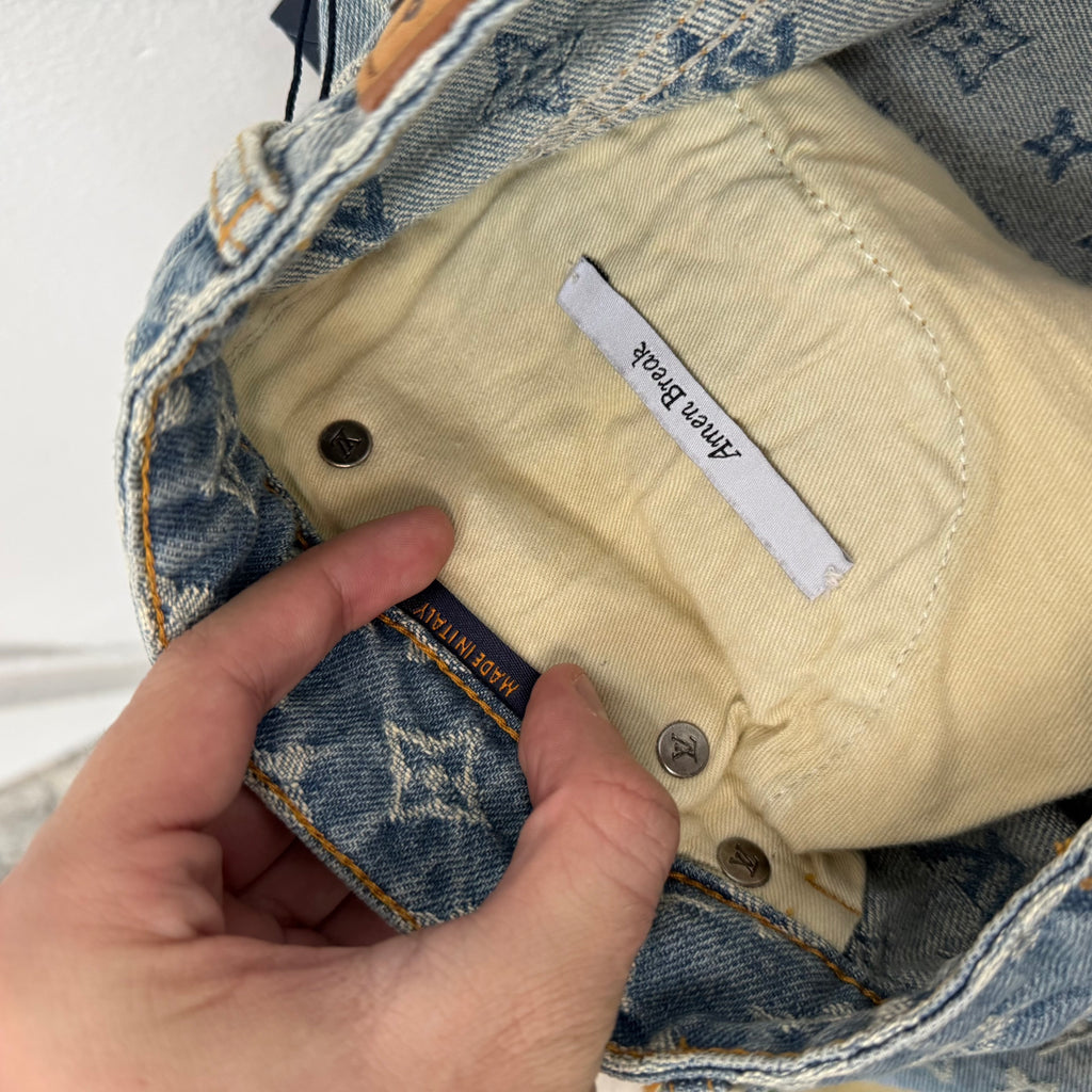 Louis Vuitton Graffiti Virgil Baggy Indigo Denim Jeans - Size 32