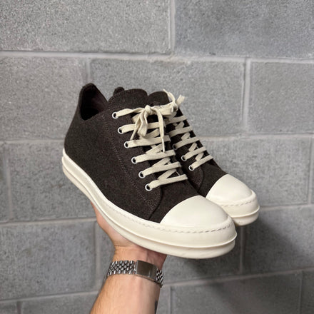 Rick Owens Ramone Brown Felt Sneakers - Size 41 (Fits US 8)