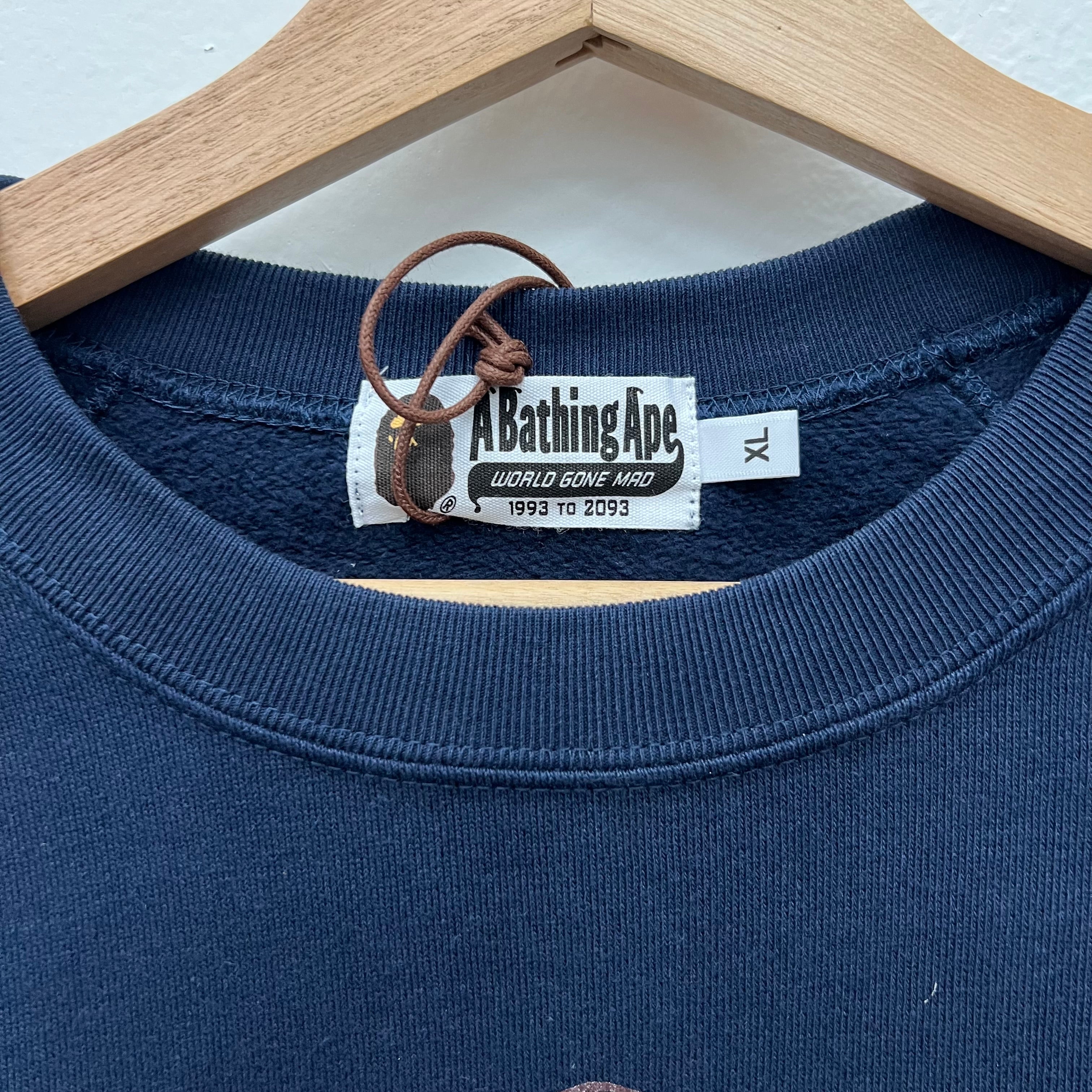 BAPE Navy Shark Crewneck - Size XL