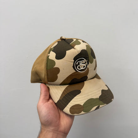 Stussy x Bape 30th Anniversary Commemorative Camo Trucker Hat