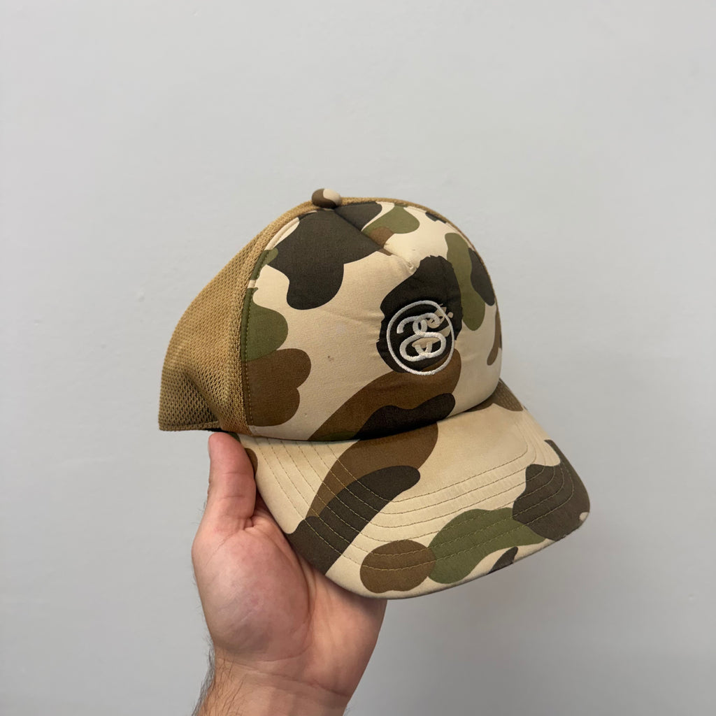 Stussy x Bape 30th Anniversary Commemorative Camo Trucker Hat