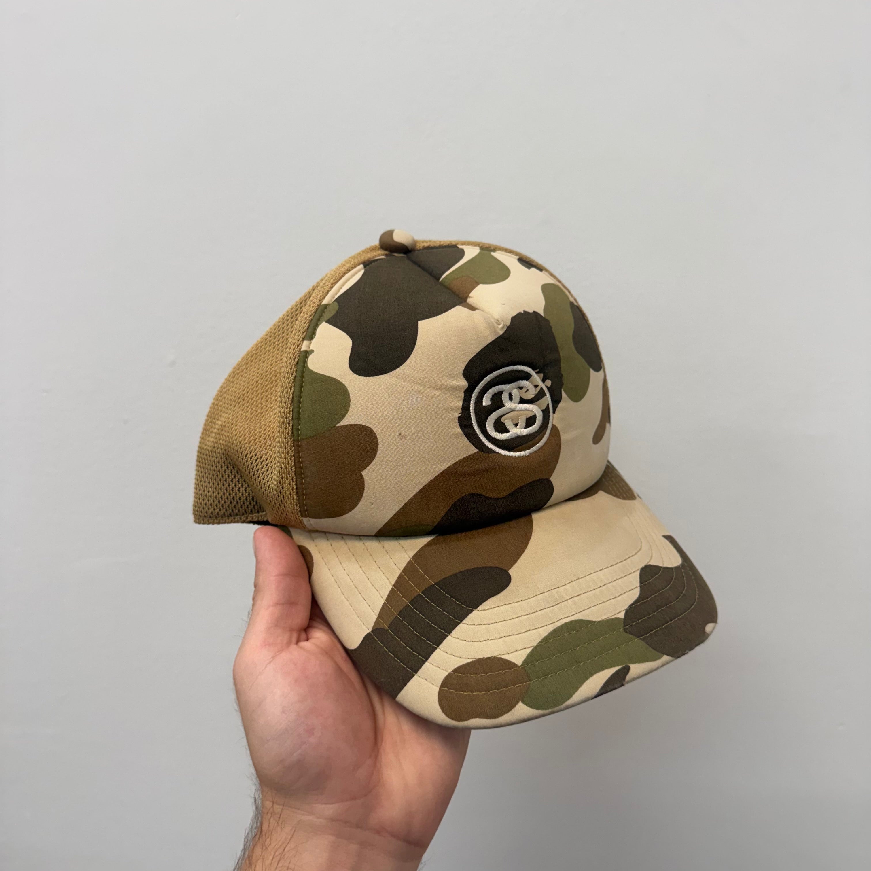 Stussy x Bape 30th Anniversary Commemorative Camo Trucker Hat