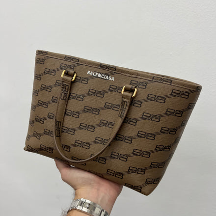 Balenciaga BB Monogram Shopper Tote Bag Small