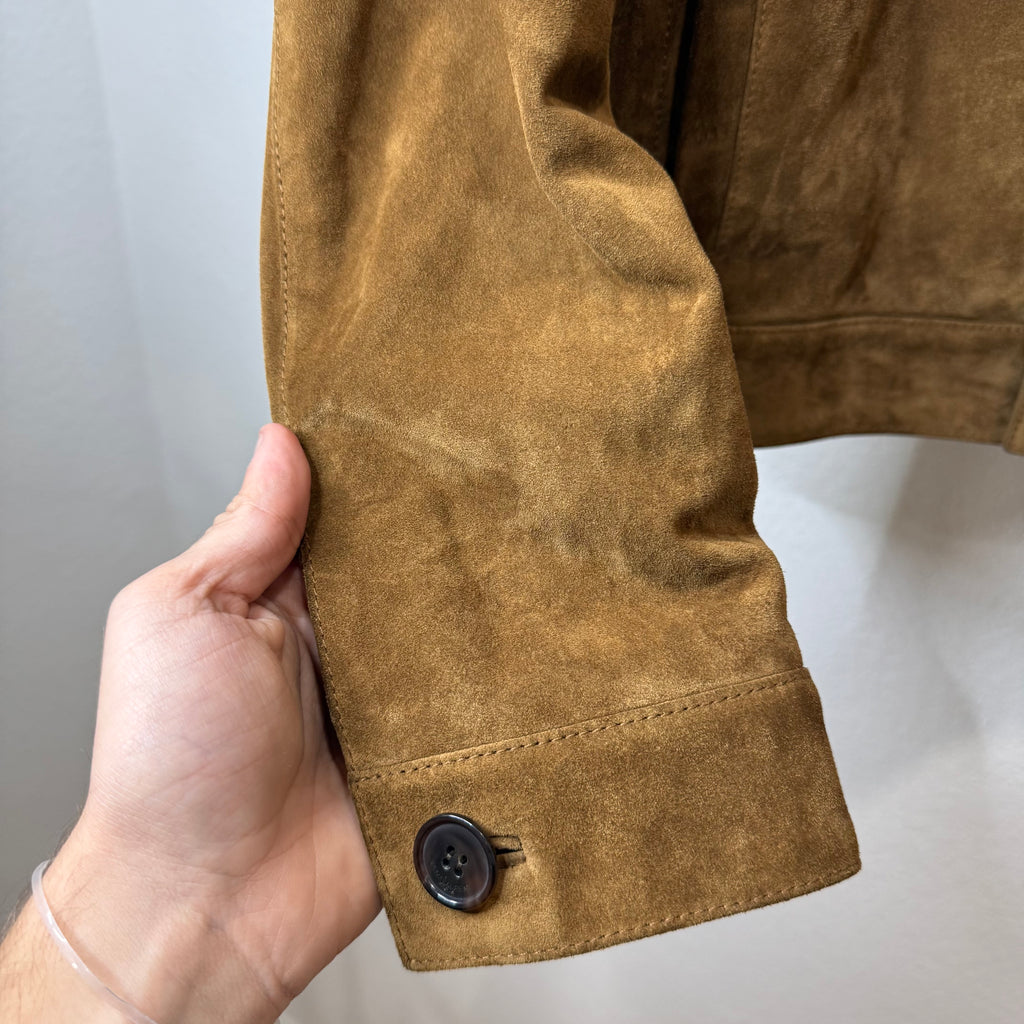 Saint Laurent Suede Cashmere Brown Button Jacket - Size 52 (Fits M)