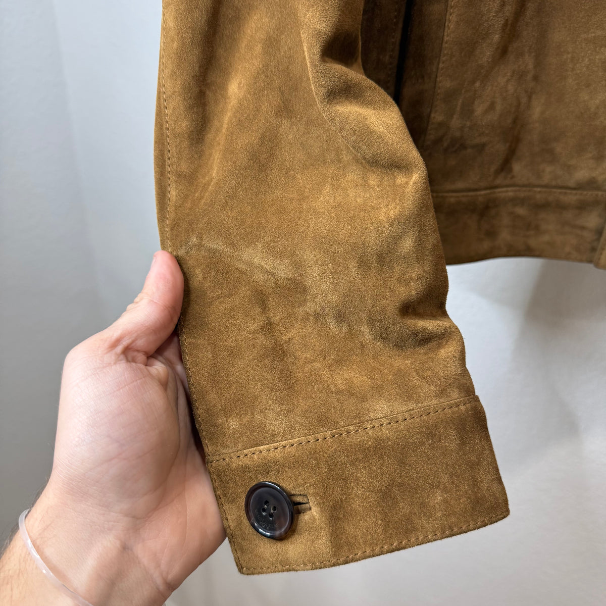 Saint Laurent Suede Cashmere Brown Button Jacket - Size 52 (Fits M)