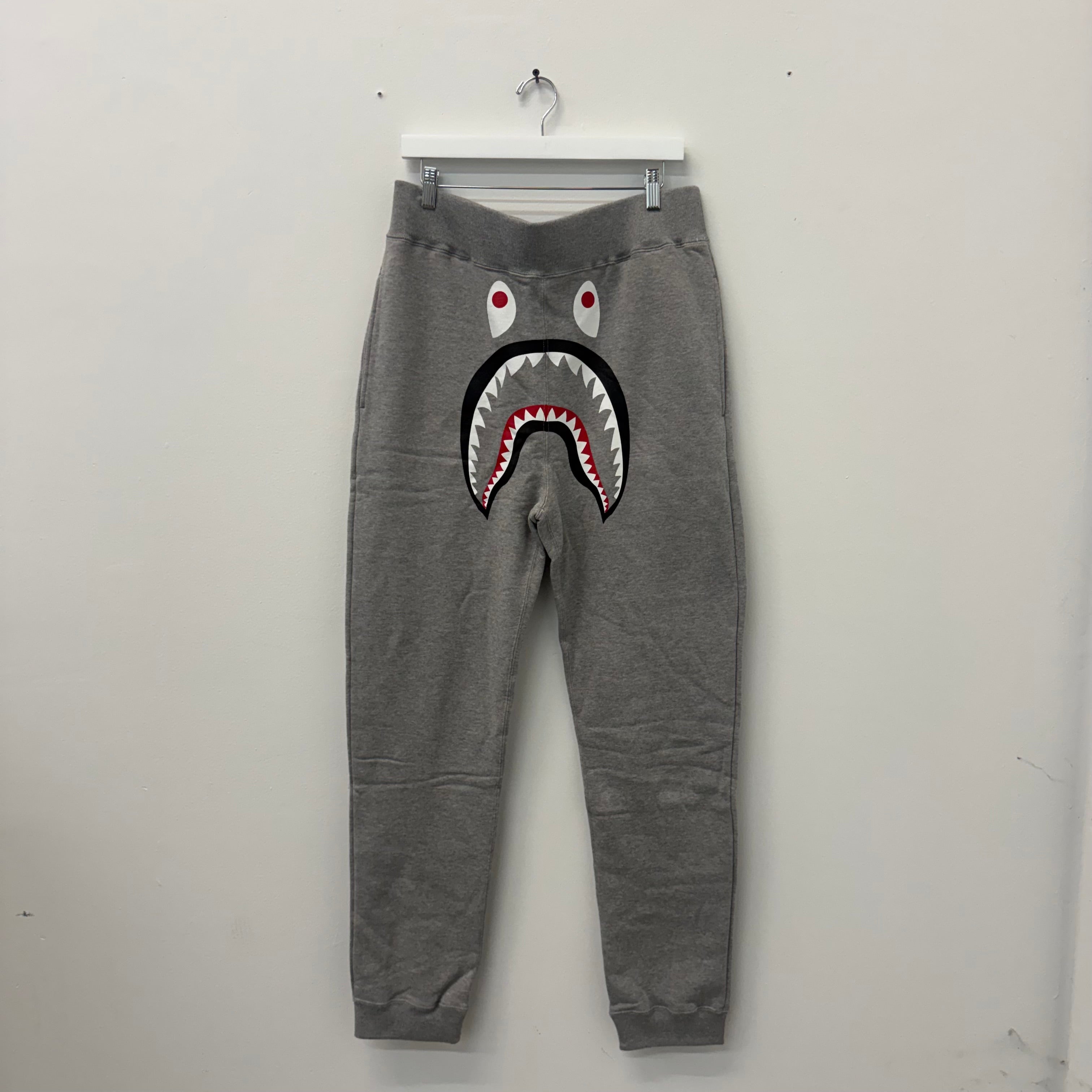 Bape A Bathing Ape Shark Logo Sweatpants Grey - Size XXL