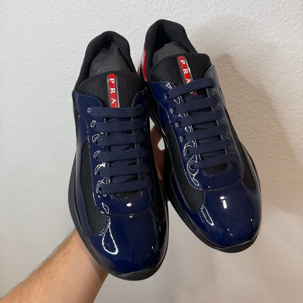 Prada Cup Multi Color Patent Leather Red Blue Sneakers - Size 8.5 (US 9)