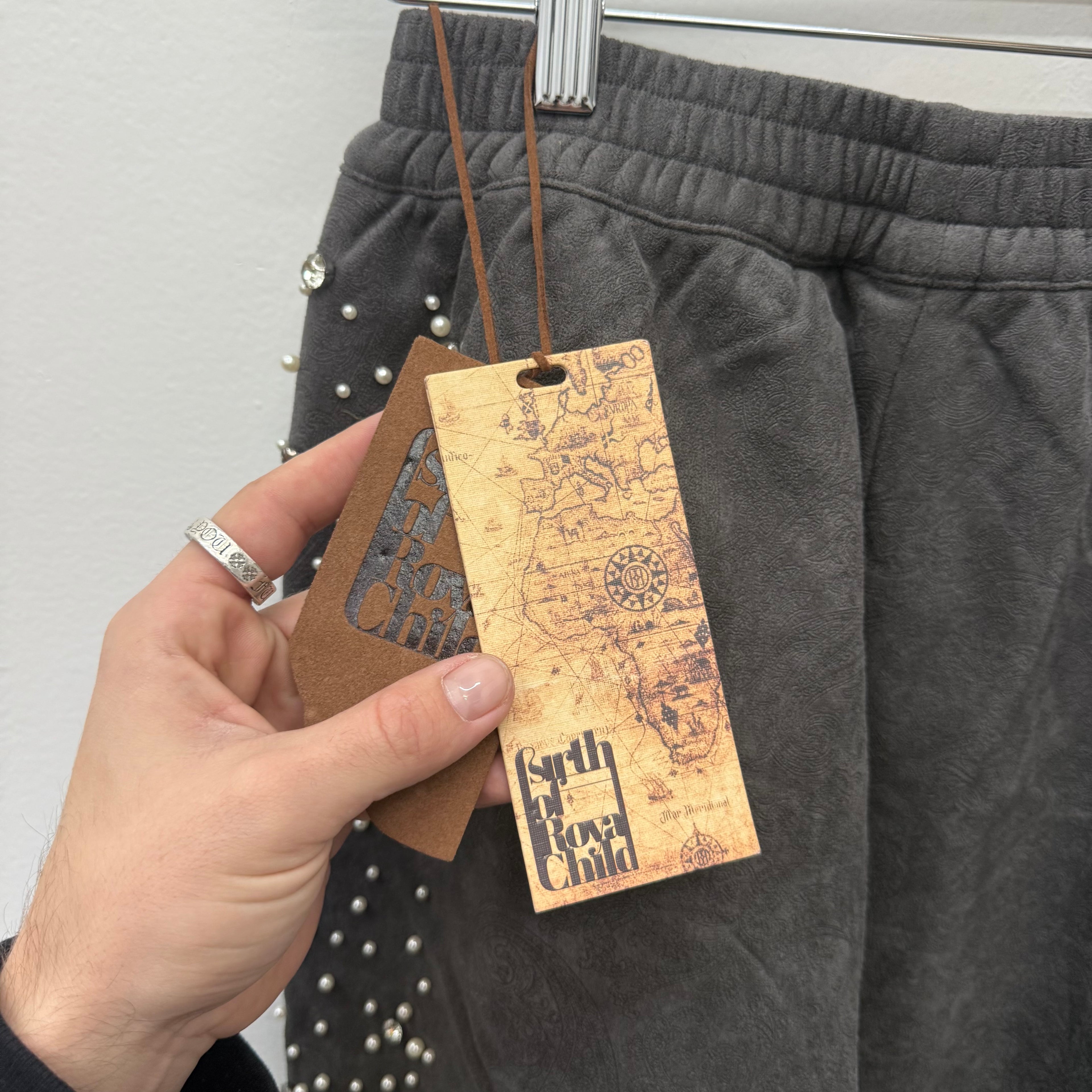 Birth of a Royal Child Sweatpants Grey Cashew Pearl Blossom - Size S