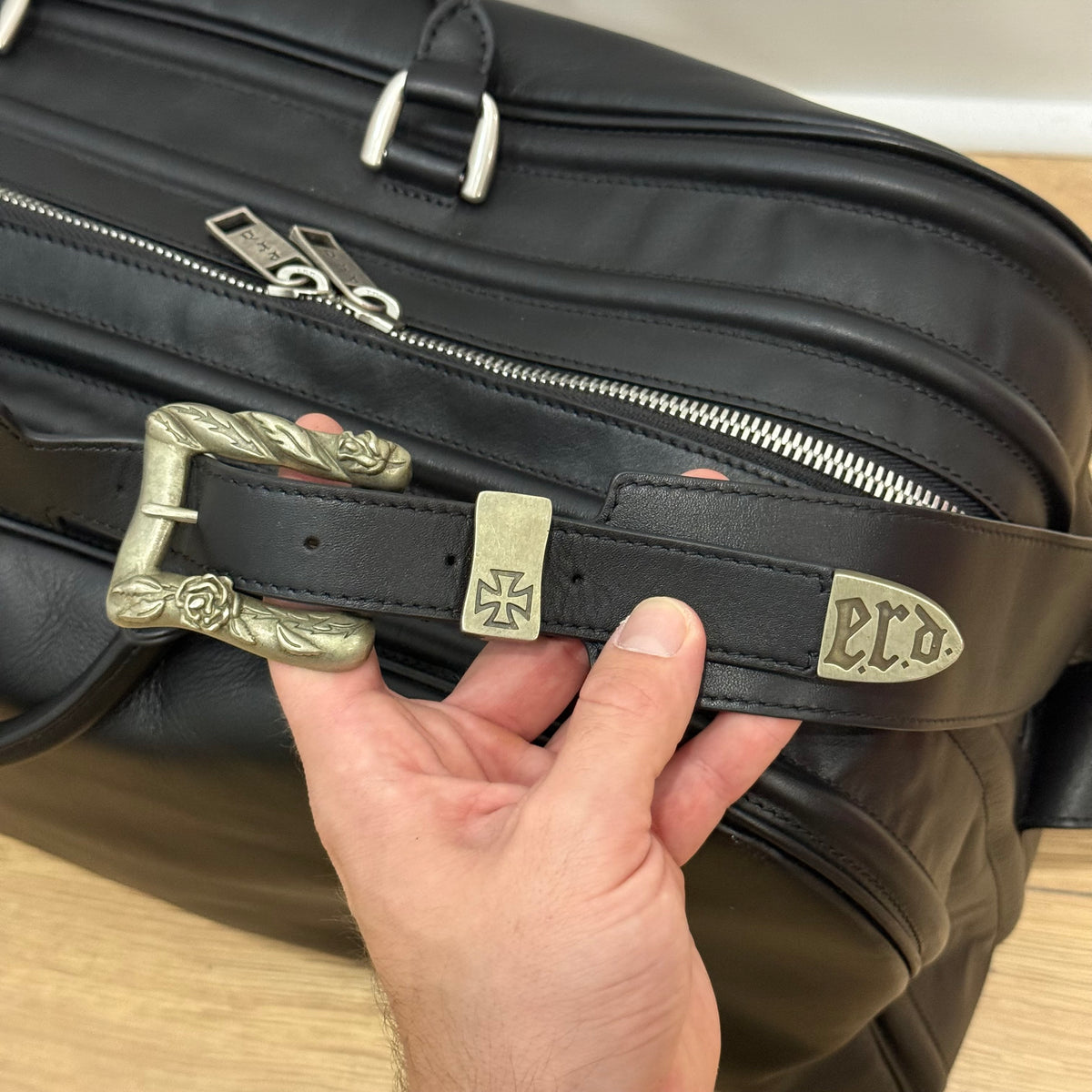 ERD Enfants Riches Déprimés Leather Travel Buckle Bag Black