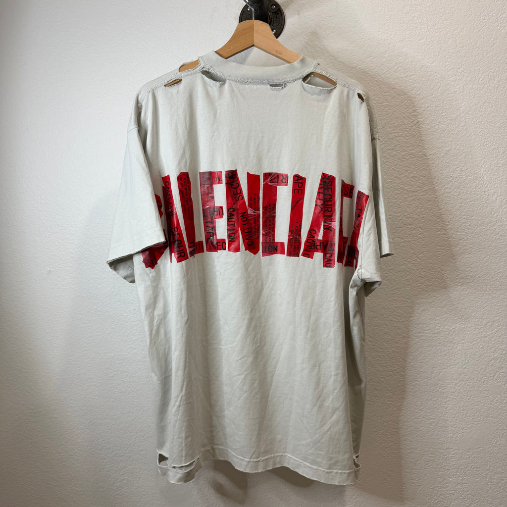 Balenciaga Red Security Tape T-Shirt - Size 2 (L/XL)