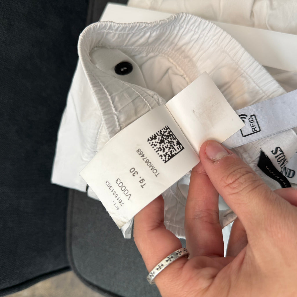 Stone Island White Cargo Jogger Sweatpants - Size 30