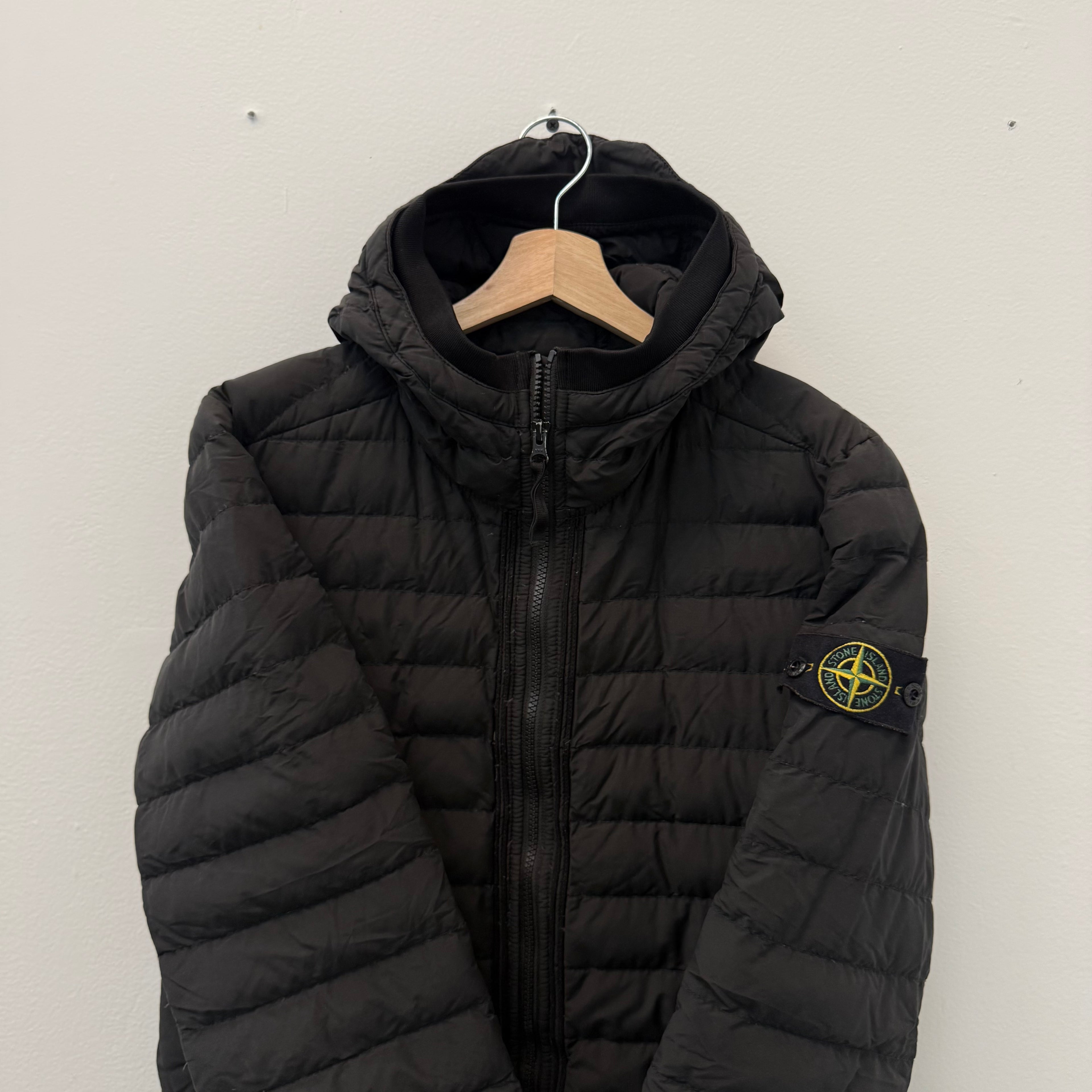Stone Island Hooded Puffer Jacket Black - Size S