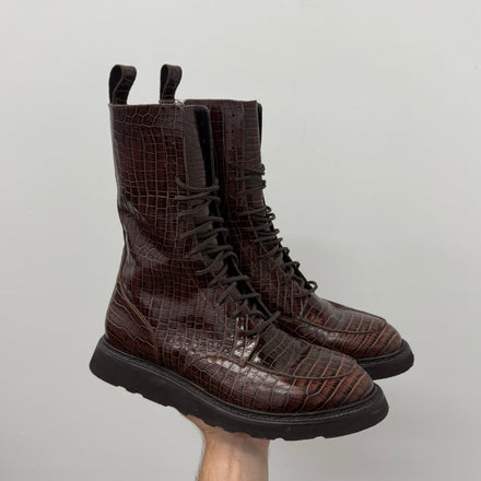 Rhude Crocodile Leather Combat Boots - Size 11