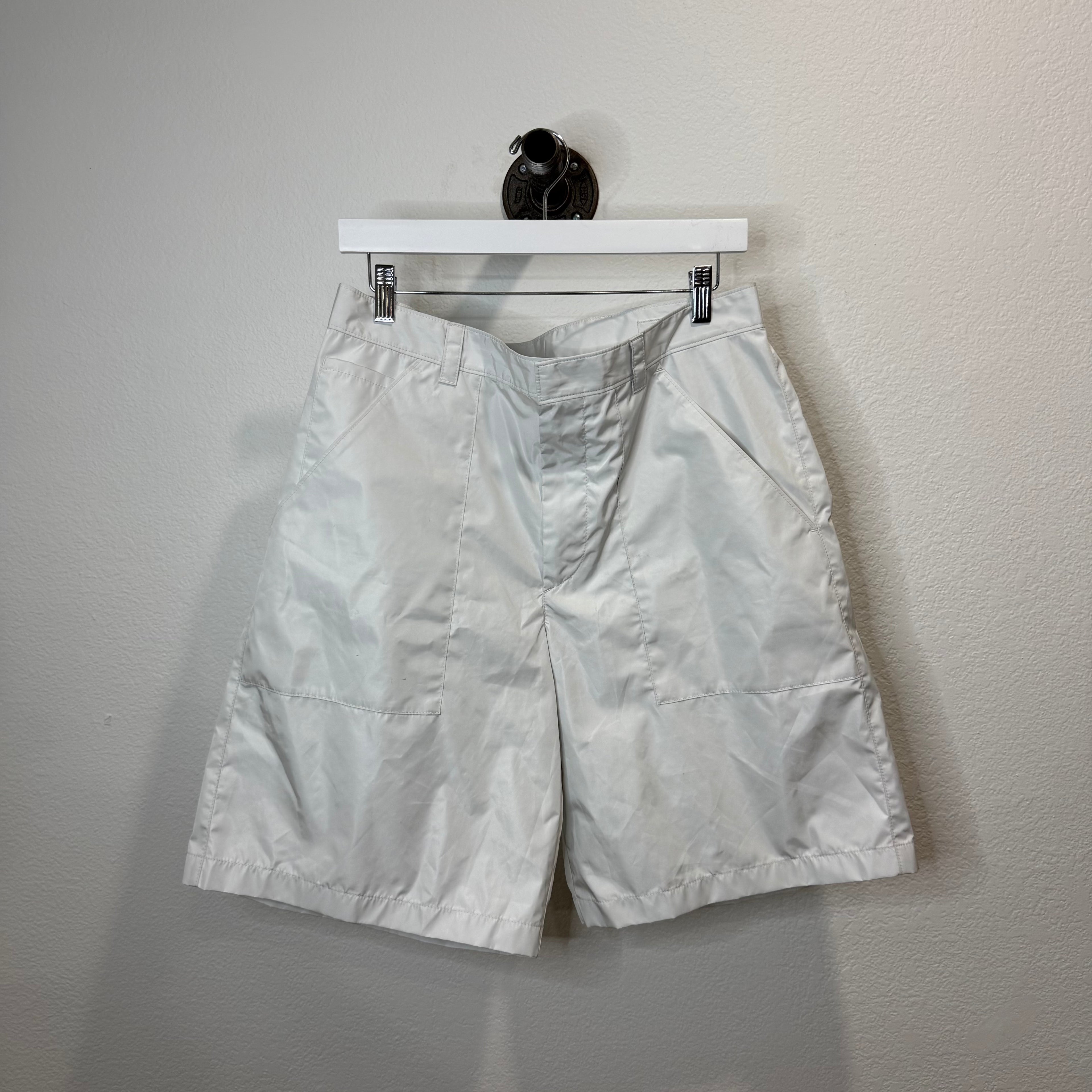 Prada White Re-Nylon Shorts - Size 50 (US 34)