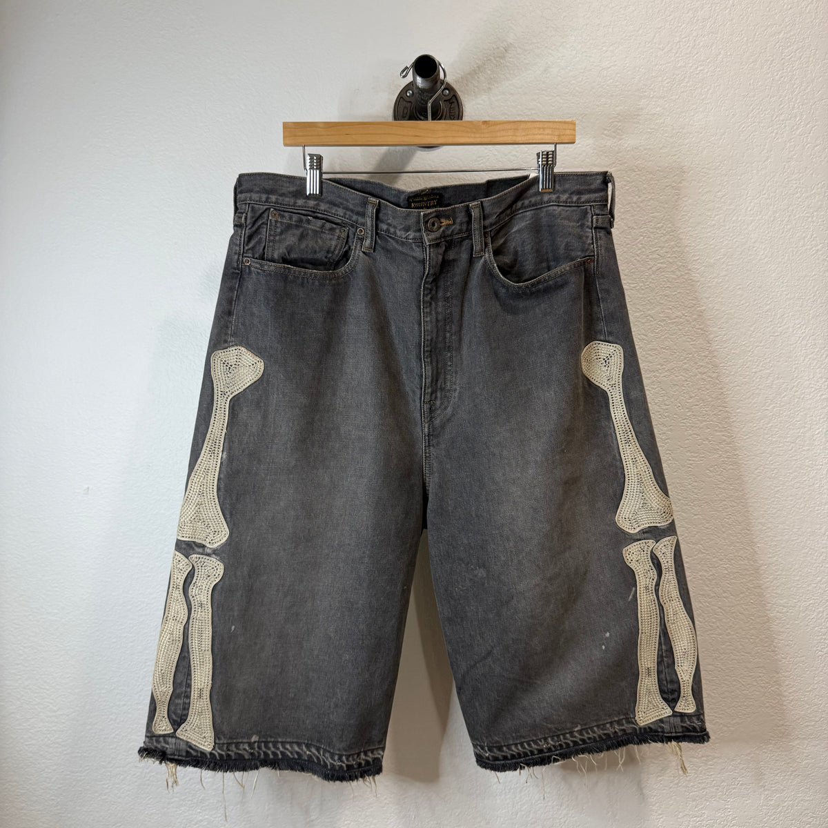 Kapital Bones Denim Shorts Black - Size 38