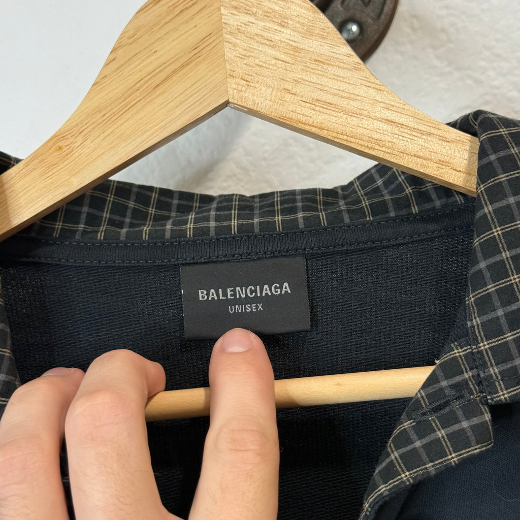 Balenciaga Plaid Collar Longsleeve Polo Shirt - Size 1 (Fits XL)