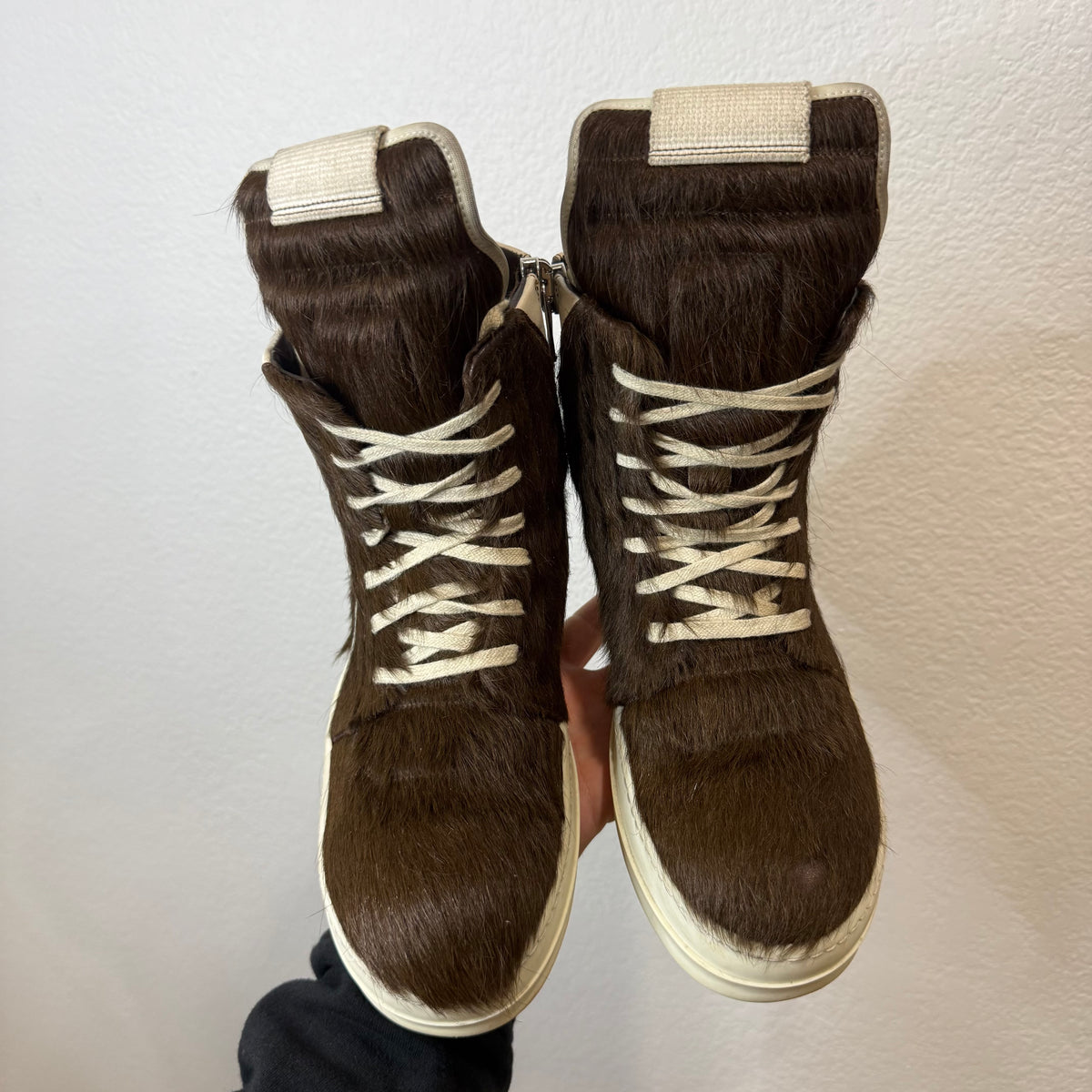 Rick Owens Brown Fur Pony Hair Geobasket - Size 40.5 (7.5)