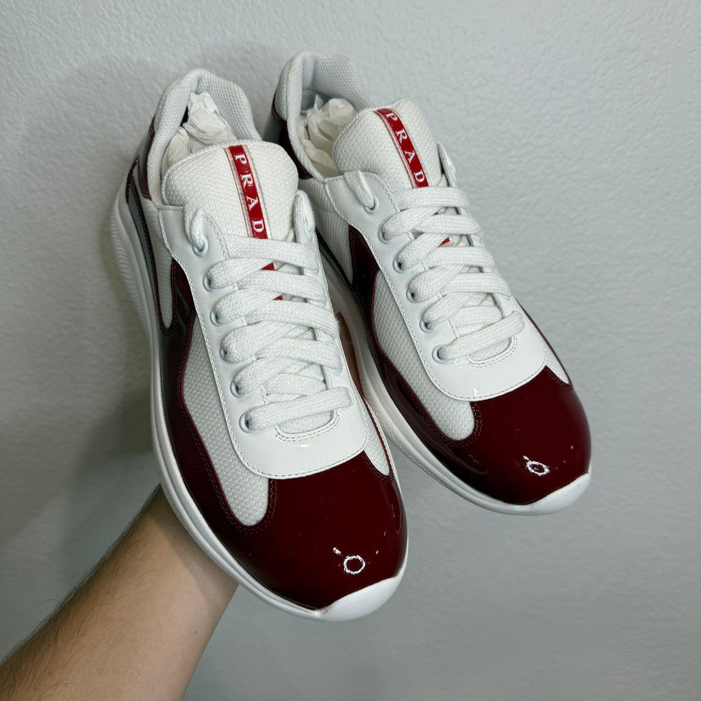 Prada Cup Wine Red Patent Leather Sneakers - Size 8.5 (Fits US 9.5)