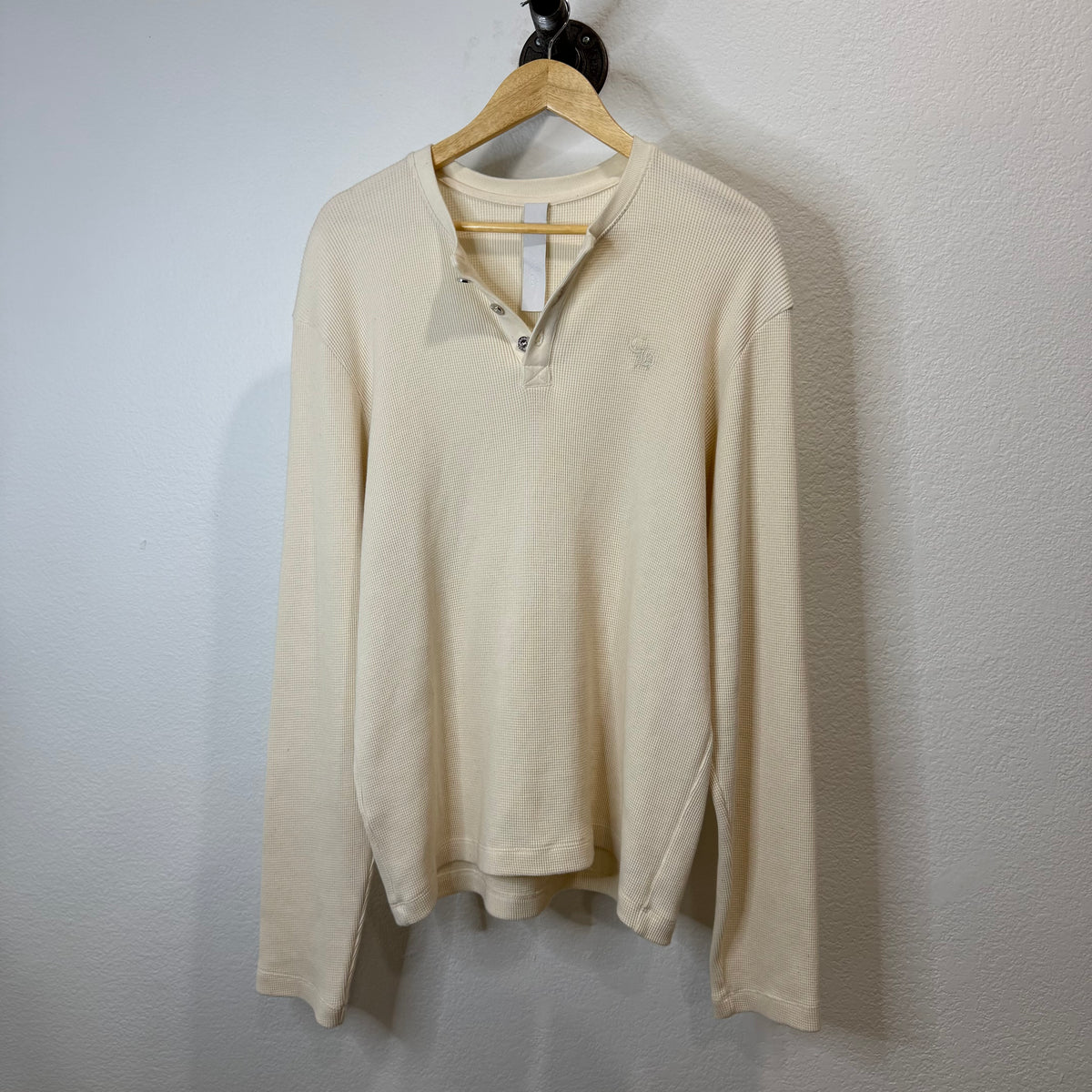Chrome Hearts Henley Embroidered Waffle Thermal Lognsleeve - Size XL