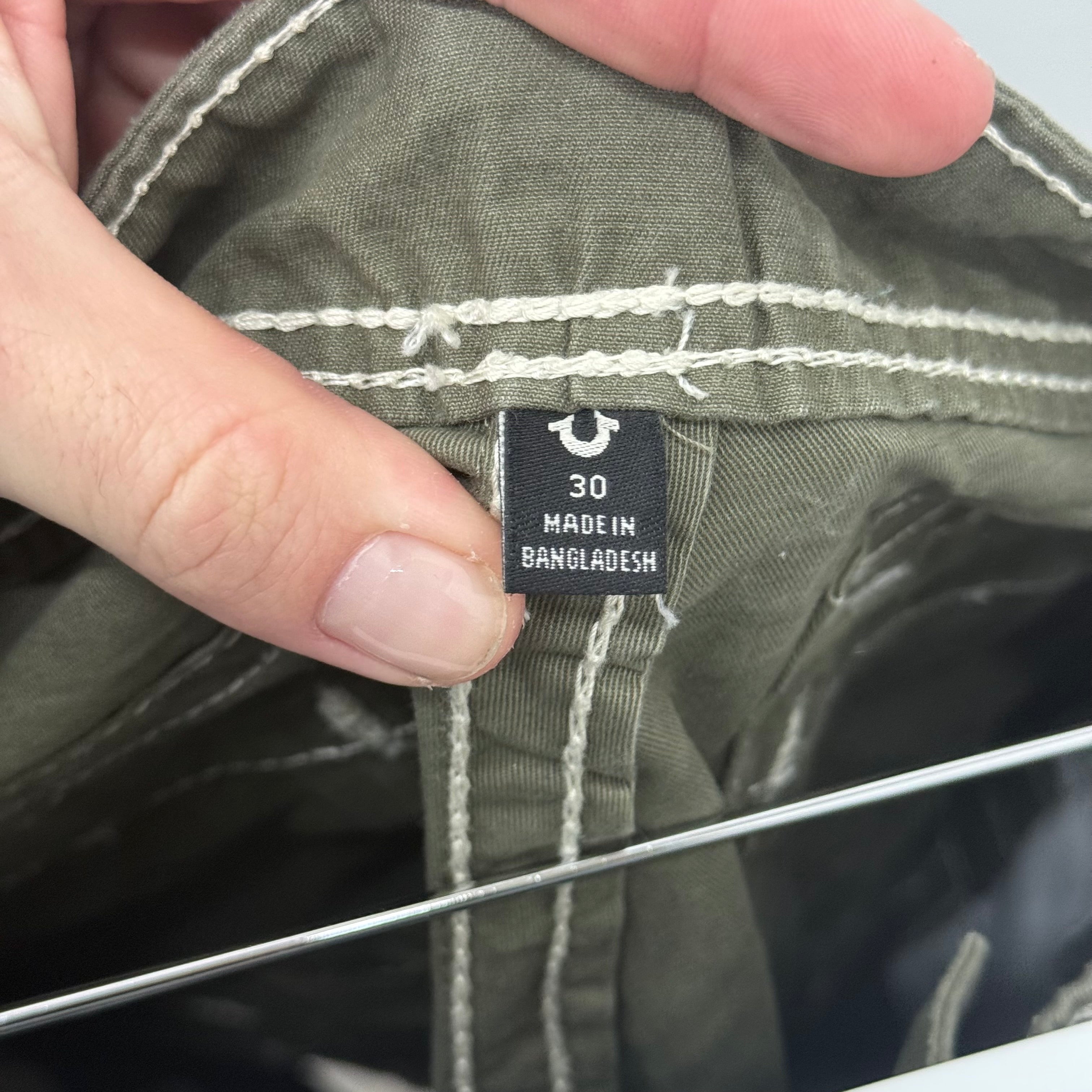 True Religion Olive Cargo Shorts - Size 30