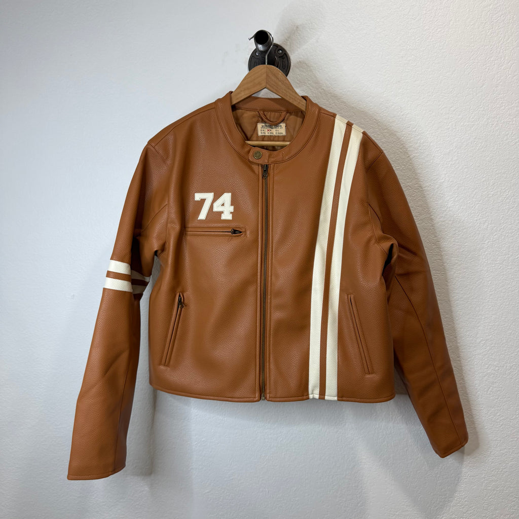 74 is War Leather Racing Jacket Brown - Size M