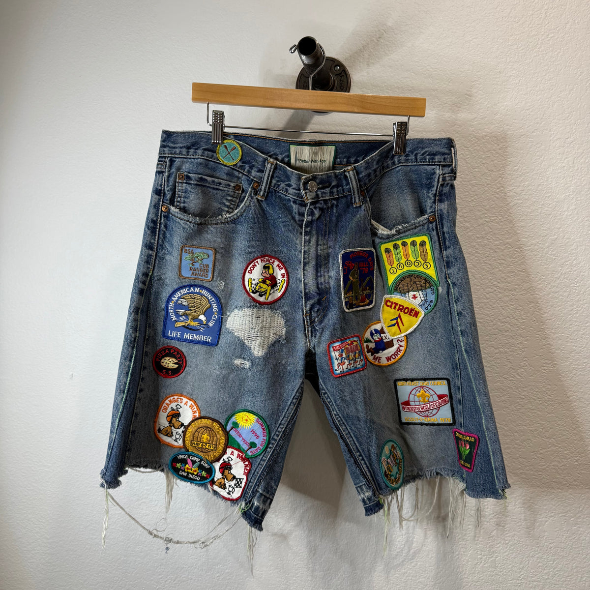 Better With Age Patch Work Denim Shorts - Size 36