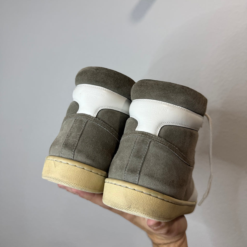 Saint Laurent SL/02H YSL Grey Suede High Sneakers - Size 40.5 (US 7.5)