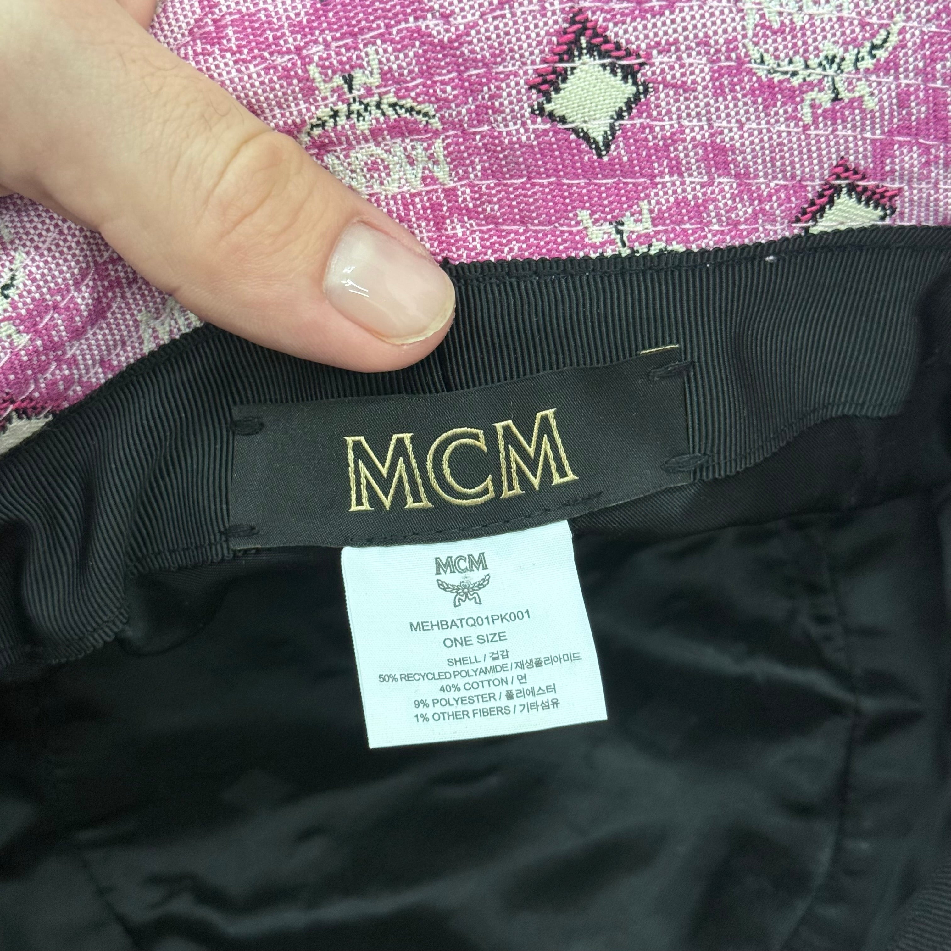 MCM Monogram Pink Bucket Hat