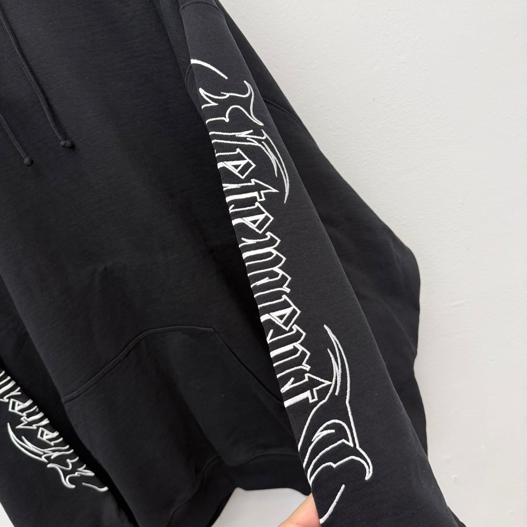 Vetements Black Oversized Embroidered Metal Sleeve Hoodie - Size M