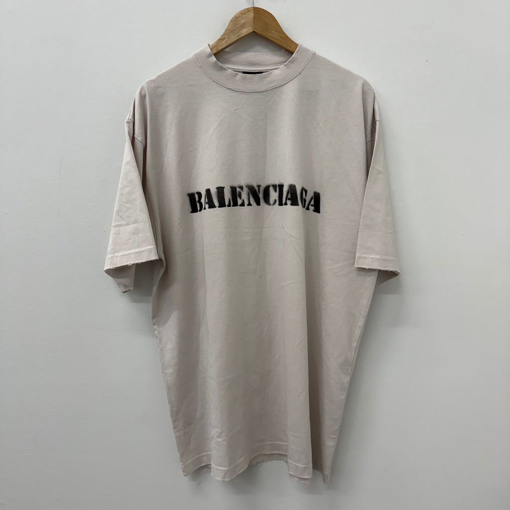 Balenciaga Stencil Logo Shirt White - Size L