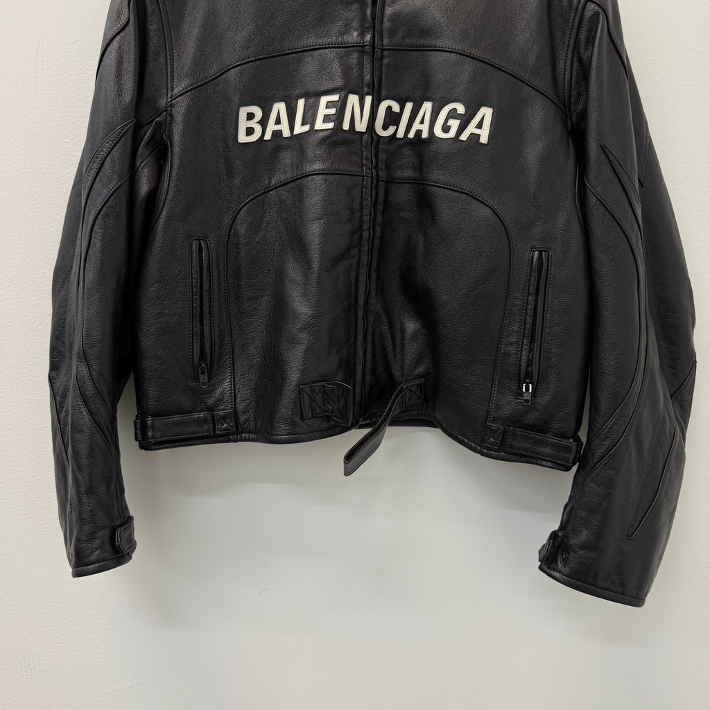 Balenciaga FW19 Contrast Moto Buffalo Leather Jacket - Size 48 (M)
