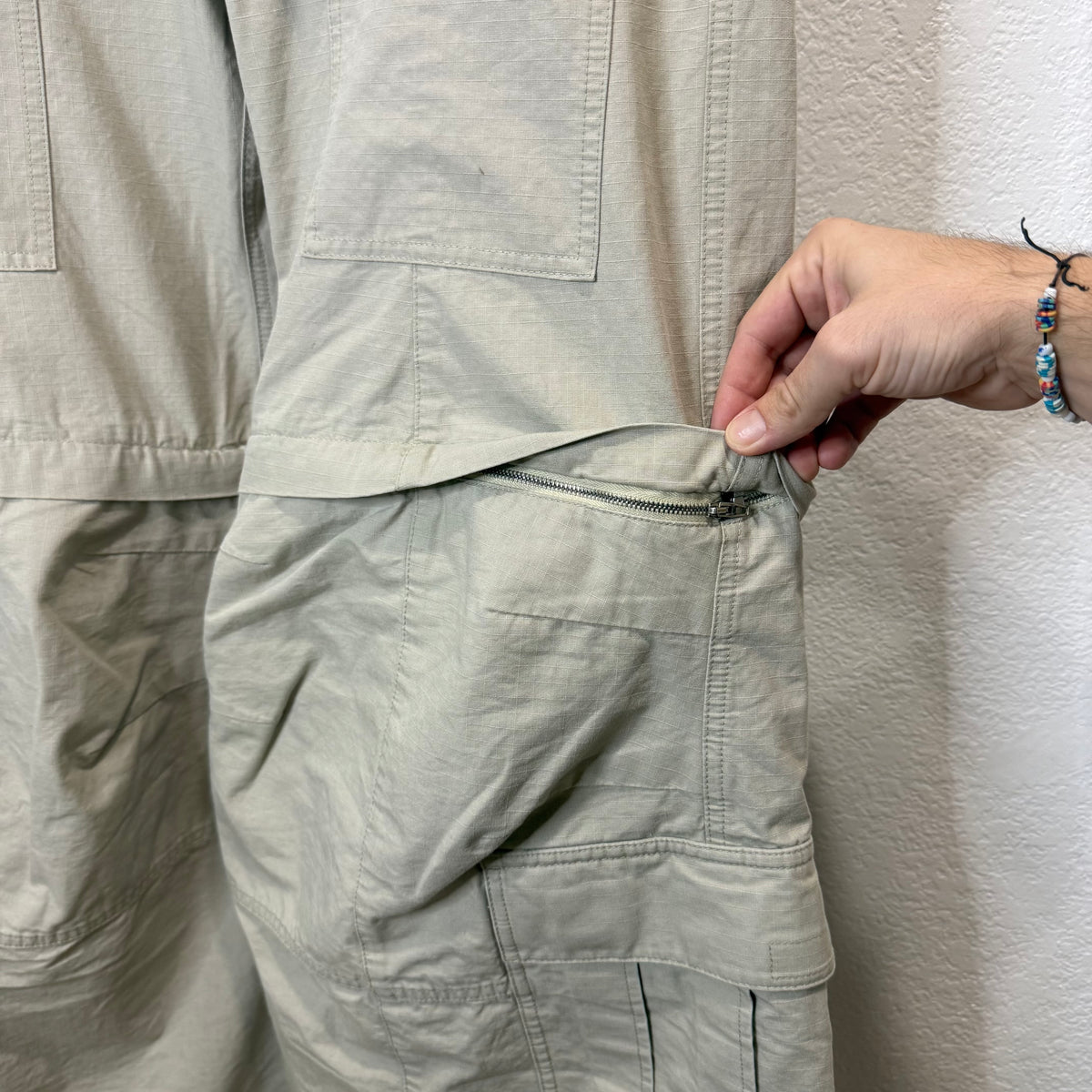 Balenciaga Convertible Beige Flared Cargo Pants - Size XL