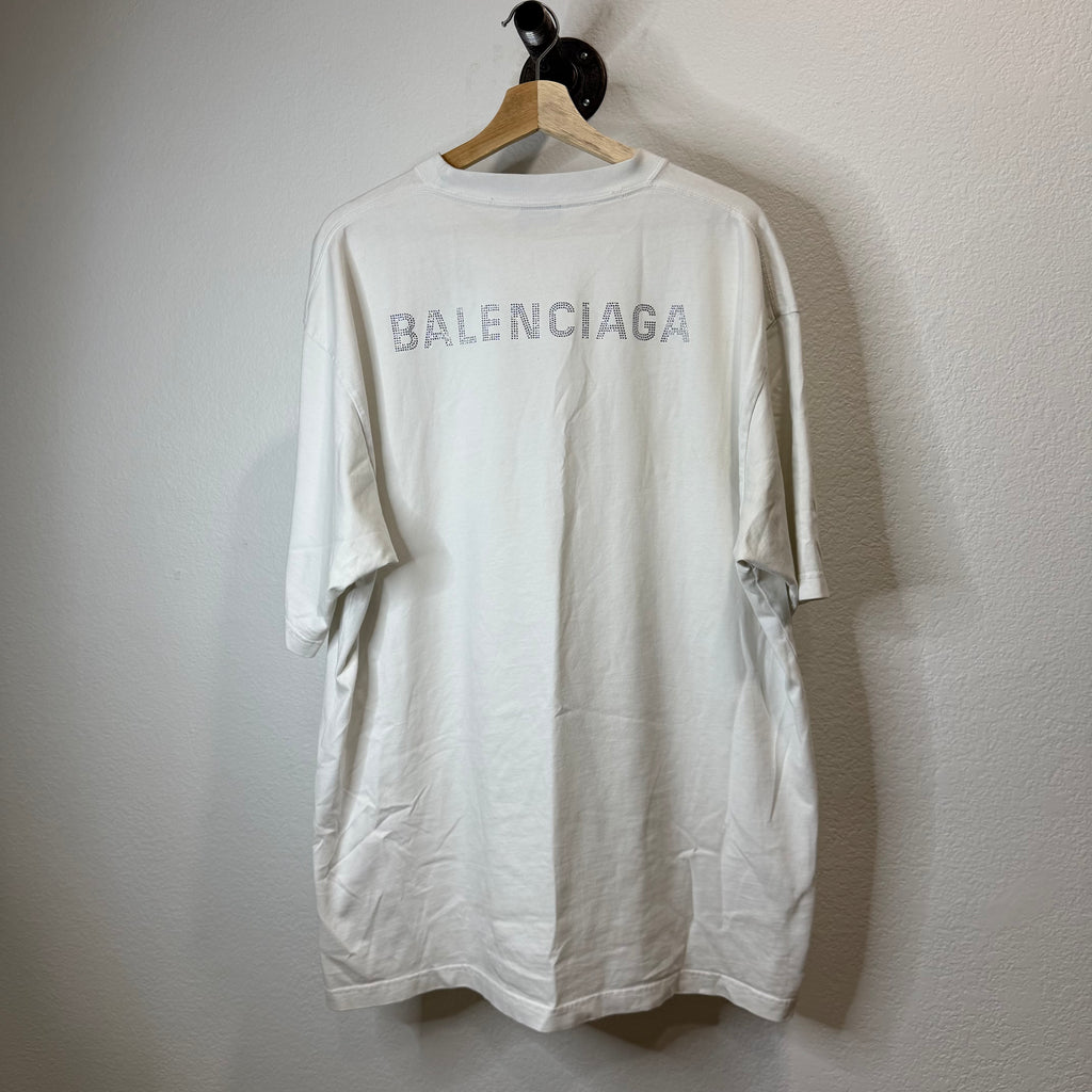Balenciaga Rhinestone Logo T-Shirt - Size M (XL)