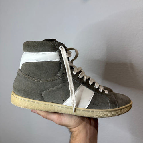 Saint Laurent SL/02H YSL Grey Suede High Sneakers - Size 40.5 (US 7.5)
