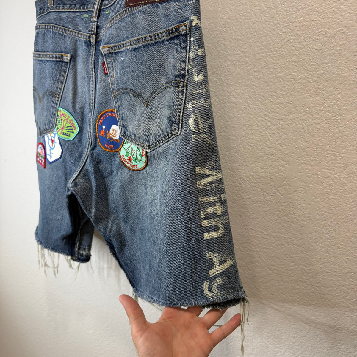 Better With Age Patch Work Denim Shorts - Size 36